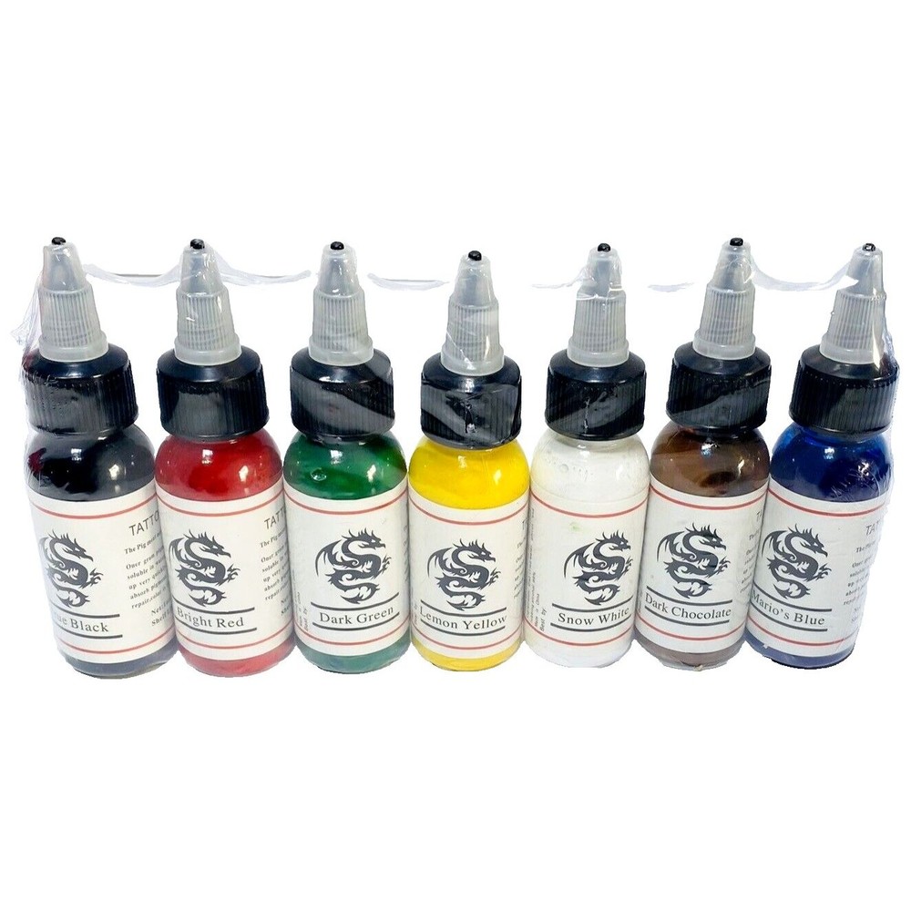 Tattoo Ink Variety Colour Pack 7 bottles -Brand New